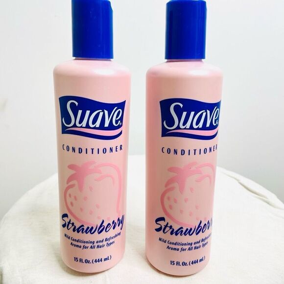 New Suave Strawberry Conditioner Vintage Full Bottle 15‎ fl oz Prop Rare Set 2 - Picture 6 of 6
